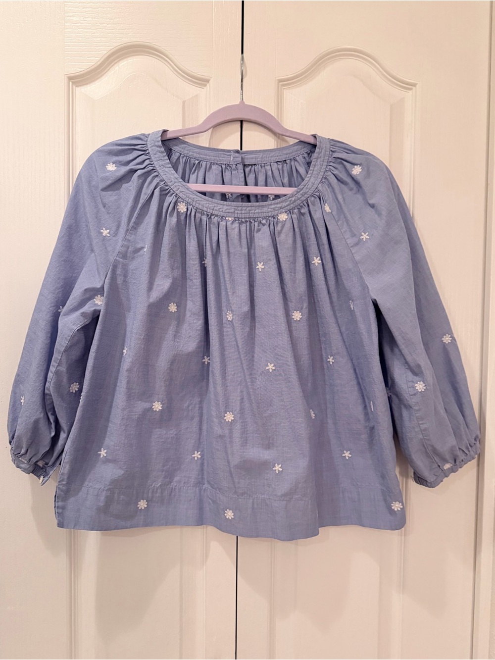 J. Crew Light Blue Embroidered Peasant Blouse for Kids